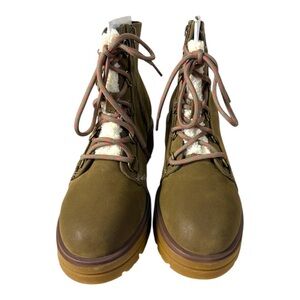 Jellypop Chatsworth Olive Suede Lace-Up Boots – Size 8